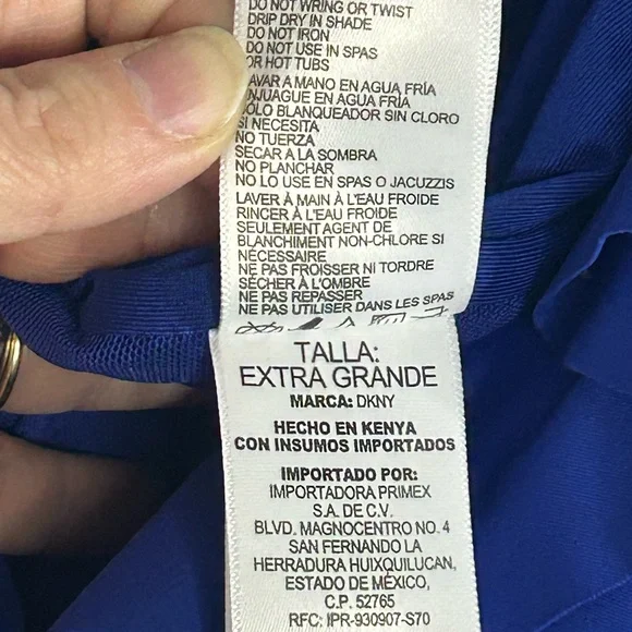 DKNY Blue Ruffle One Piece Swimsuit Ruched Tummy Control Size XL NWT - Picture 7 of 8